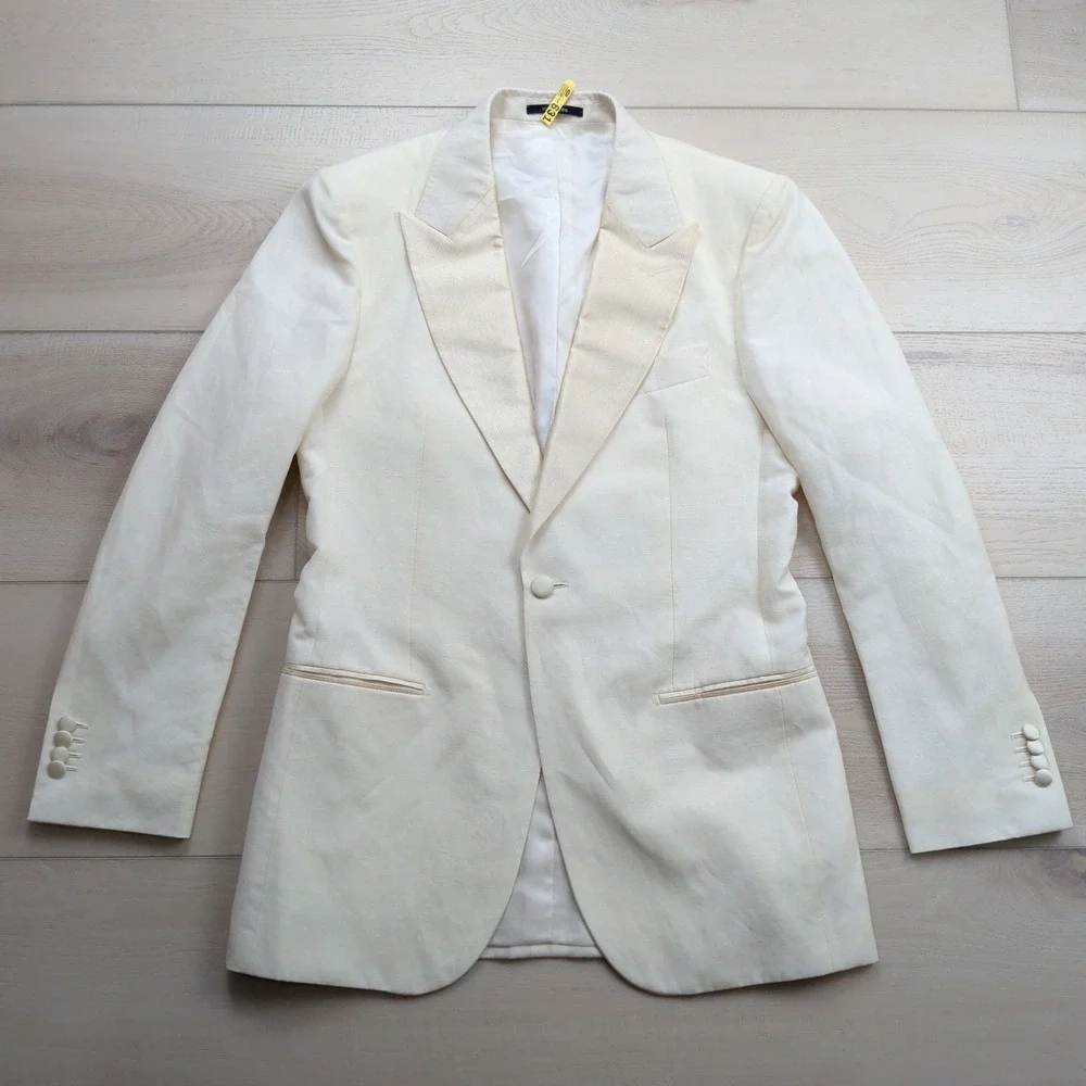 Suitsupply Verona Tuxedo Dinner Jacket Mens 36R Slim Off White Wool Linen VBC